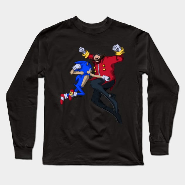 Sonic and Eggman Long Sleeve T-Shirt by Nessley_Art